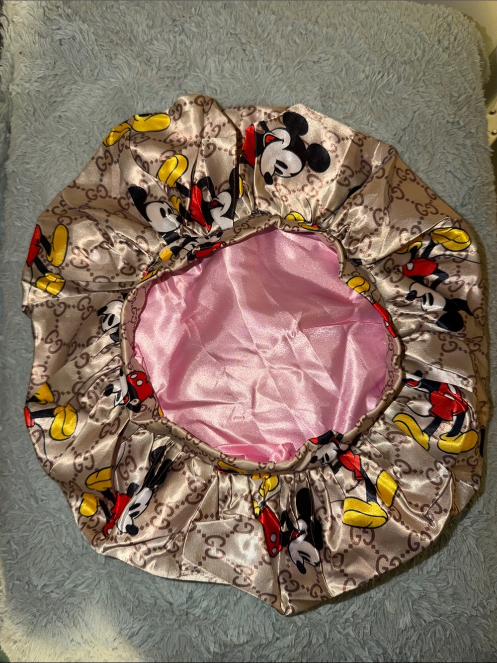 Mickey Mouse Satin Bonnet - Pink & Beige